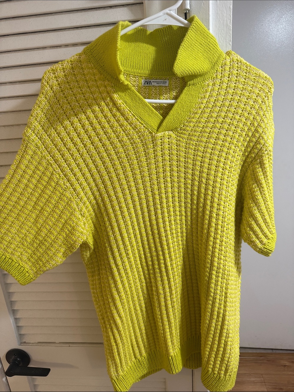 Zara Bright Yellow Short-Sleeve Cowl Polo Sweater